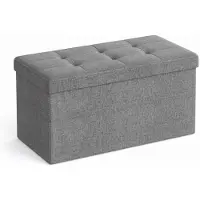 Leobert Opvouwbare opbergpoef – Lichtgrijs – 76 x 38 x 38 cm – 89L opbergruimte – Belastbaar tot 300 kg