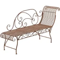 CLP Karma Tuinbank - Metalen Chaise Longue voor Tuin en Balkon - IJzeren Bank met Rugleuning - 156 cm - Belastbaar tot 160 kg - antiek bruin