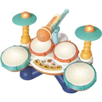 Nee Interactief Baby Drumstel & Muziekinstrument - 3-in-1 Speelgoed met Piano, Microfoon en Licht & Geluid - Educatief Muziek Speelgoed voor Peuter - Verjaardag Cadeau voor Jongens & Meisjes 1 Jaar+