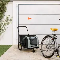 Prolenta Maison Exclusive - Fietsaanhanger voor honden, grijs en zwart. Gemaakt van Oxford-stof en metaal