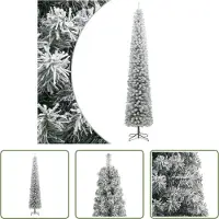 The Living Store Kerstboom - Kunstkerstboom - Kunstkerstboom smal met standaard en sneeuw 270 PVC - Kerst Decoratie - Slanke Kerstboom - Kleine Kerstboom