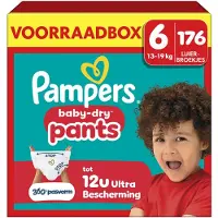 Pampers Baby-Dry Pants Maat 6 - 176 Luierbroekjes - 13kg-19kg - Voorraadbox