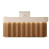 360Home Receptiebalie, bar, afgeronde hoeken, verticale strepen, salon, hotel, winkelbalie. Braun, 160x60x100 cm. 【Baise+yuanmuse160】