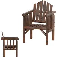 KOMFOTTEU Houten tuinstoel, outdoor stoel met armleuningen en hoge hellende rugleuning, tuinstoel, belastbaarheid 150 kg, terrasstoel voor balkon, achtertuin, 66 x 62,5 x 98 cm