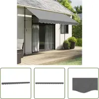 The Living Store Vervangingsdoek voor luifelrok gestreept 3,5 m antracietkleurig - Luifelrok - Vervangingsdoek - Tuindecoratie - Buitendoeken - Zonwering