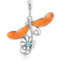 Cavill - Zilveren Hanger - 925 Sterling Zilver Geoxideerd - Oranje Stekelige Oester 3,33 ct & Varisciet 0,08 ct - Moderne Cabochon Ketting
