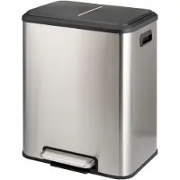 Ren Pedaalemmer 30 Liter - Pedaalemmer - Prullenbak 30 Liter - Softclose deksel met binnenemmer - Zilver - 34cm x 43cm x 50cm