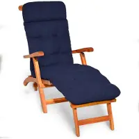 Beautissu Deckchair Kussen 200x50x8 cm - Ligstoelkussen Donker Blauw - Matraskussen voor Hangmatten en tuin-/terrasstoelen - Flair DC