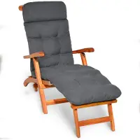 Beautissu Deckchair Kussen 200x50x8 cm - Ligstoelkussen Antraciet - Matraskussen voor Hangmatten en tuin-/terrasstoelen - Flair DC