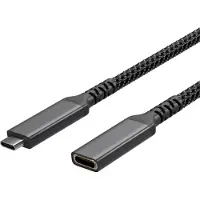 Flexline --USB-C Verlängerungskabel, USB C Stecker auf USB-C Buchse, 3.2, PD, Textil, 1,5m