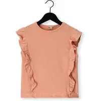 Daily7 T-shirt met textuur oranje Meisjes Polyester Ronde hals Effen - maat 128