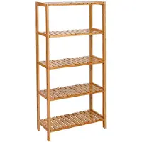Leobert Bamboe rek met 5 planken – Opbergrek badkamer / woonkamer – 60 x 26 x 130 cm – Naturel