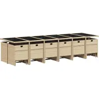 vidaXL 17-delige tuinset met kussens, beige, van polyrotan