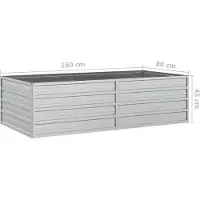 vidaXL Plantenbak verhoogd 160x80x45 cm gegalvaniseerd staal zilver