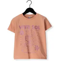 Daily7 T-shirt oranje Meisjes Stretchkatoen Ronde hals Printopdruk - maat 116