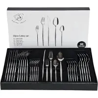 ROYAL SWISS Bestekset 30-delig voor 6 Personen – RVS Luxe Bestek Set – Inclusief Tafelmessen, Vorken, Lepels & Theelepels – Duurzaam & Vaatwasserbestendig – Modern Design