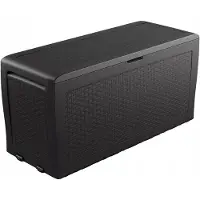 Keter Tuinbox 270 liter, opbergbox met rattanlook, grafietkleurig, weerbestendig, afsluitbaar
