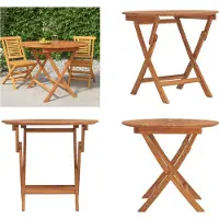 vidaXL Tuintafel, inklapbaar, Ø 85x75 cm, massief teakhout - Inklapbare tuintafel - Inklapbare tuintafels - Tuintafel - Buitenmeubel