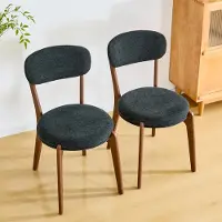 OKWISH Moderne eetkamerstoelen, set van 2, bekleed met een comfortabele zitting, stevig metalen frame, ronde vormen, geschikt voor eetkamer, keuken en lounge, zwart