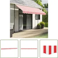 The Living Store Luifelrok - Luifeldoek - Vervangingsdoek voor luifelrok gestreept 3,5 m rood en wit - Vervangen - Terrasdak - Buisframe