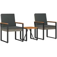 vidaXL Buitenmeubels set 3 st Grijs en Donkergrijs poly rattan