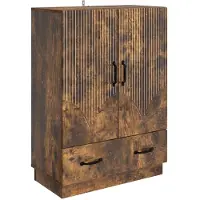 vidaXL Dressoir met lade Gerookt eiken 66 x 34,5 x 92 cm Bewerkt hout