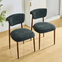 STILVORA Eetkamerstoelen Set Van 2 - Gestoffeerd Met Gebogen Rugleuning - Voor Keuken En Eethoek - Linnen - Zwart