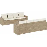 vidaXL 9-delige Loungeset met kussens poly rattan beige