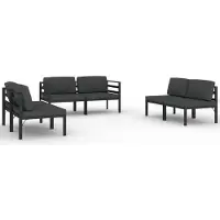 vidaXL 6-delige Loungeset met kussens aluminium antracietkleurig