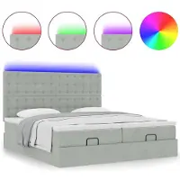 vidaXL Ottoman bed met matrassen en LED's 200x200cm fluweel lichtgrijs