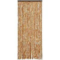 vidaXL Vliegenhor met chenille, oker en wit, 56x200 cm