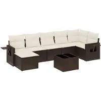 vidaXL 8-delige Loungeset met kussens poly rattan bruin