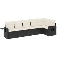 vidaXL 6-delige Loungeset met kussens poly rattan zwart