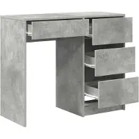 vidaXL Bureau Beton Grijs Bewerkt hout 90 x 37.5 x 75 cm