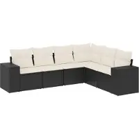 vidaXL 6-delige Loungeset met kussens poly rattan zwart