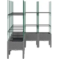 vidaXL Plantenbak met latwerk 160x120x142,5 cm polypropeen lichtgrijs