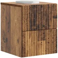 vidaXL Muurbevestigde Nachttafel met lade Oud hout 33 x 34,5 x 40 cm