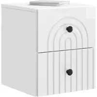 vidaXL Muurbevestigde Nachttafel 2 pcs Hoogglans Wit 33 x 34,5 x 40 cm