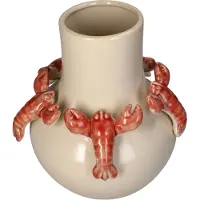 HD Collection Vaas Kreeften Beige / Rood D 22,3 H 28,5 Cm