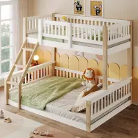 Sweiko Stapelbed - 90x200cm & 140x200cm - Kinderbed - Wit + Natuurlijke
