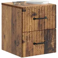 vidaXL Muurbevestigde Nachttafel met lade Oud hout 34,5 x 33 x 40 cm