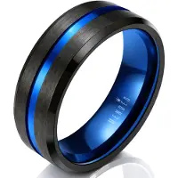 Mendes Heren ring Wolfraam Zwart Blauw 8mm-18mm