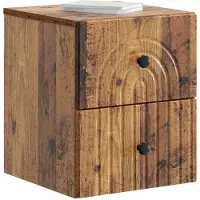 vidaXL Muurbevestigde Nachttafel met lade Oud hout 33 x 34,5 x 40 cm