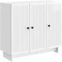 vidaXL Dressoir Hoogglans Wit 89 x 34,5 x 80 cm Bewerkt hout