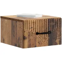 vidaXL Muurbevestigde Nachttafel met lade Oud hout 34,5 x 33 x 20 cm