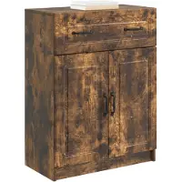 vidaXL Dressoir met lade Gerookt eiken 66 x 34,5 x 87 cm Bewerkt hout