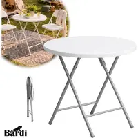 Bardi Inklapbare Tafel Rond - Campingtafel - Klaptafel - Vouwtafel Buiten - Tuintafel - Ø60 x 74 - Wit