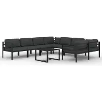 vidaXL 9-delige Loungeset met kussens aluminium antracietkleurig