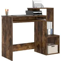 vidaXL Bureau Rook Eiken 106 x 41 x 88.5 cm Bewerkt hout