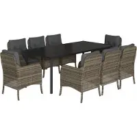 vidaXL 9-delige Tuinset met kussens poly rattan grijs